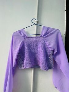 Purple Puff Sleeve Top