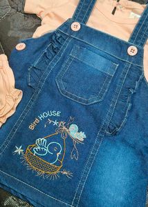 Cute Denim Dress Set for Baby Girl