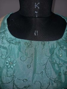 Aqua Lehenga Choli Set With Belt