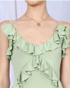 Green Ruffle Bodycon Dress Size- S,M