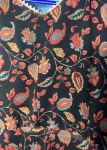 Black Flowers Anarkali Set