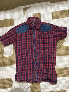 Red Plaid Short Sleeve Shirt