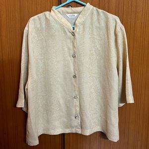 AWON Beige Floral Button-Down Top