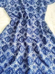 Blue &amp; White Print Dress👗