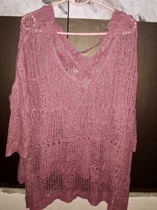 ComboDusty rose knit top &amp;lightgold Shirt