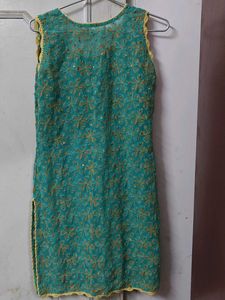 Pure Lucknow Chikankari Handwork Kurta | Sea Green
