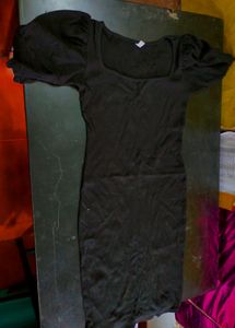 Black Ribbed Bodycon Dress