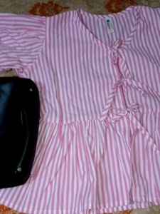 Pink Striped Tie Top
