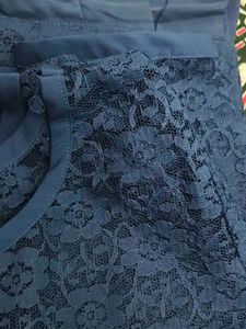 Elegant Navy Lace Maxi Dress