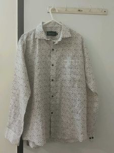 White Formal Mens Printed Shirt