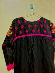 Black Kurta with Multicolour Embroidery | Brand Ne