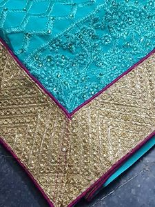 Heavy Embroidered Sky Blue Saree With Blouse