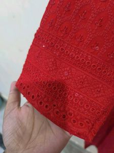 Red chikankari kurti