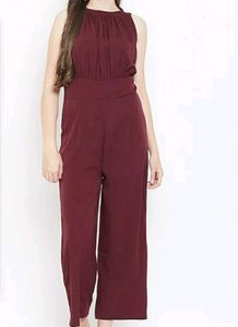 Burgundy Solid Basic Jumpsuit
