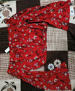 Red Printed Off Shoulder Top For Women