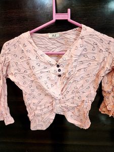 Cute Pink Heart Crop Top