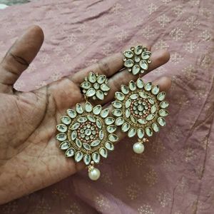 Elegant Kundan Floral Statement Earrings