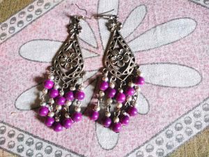 Boho Purple Beaded Dangle Earrings
