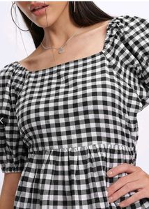 Gingham Puff Sleeve Dress