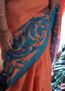 Orange Cotton Saree