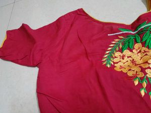 pink Embroidered Blouse