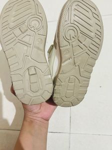 Toddler White &amp; Tan Sneakers