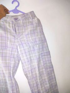 Plaid Wide Leg Trousers( Just NeedTo Washed Iron)