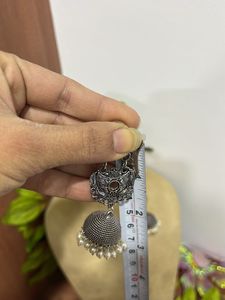 Oxidized Silver Jhumka Earrings