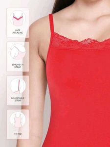 Pink Lace Trim Cami Set