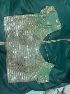 Pastel Green Embroidered Lehenga with Matching Blo