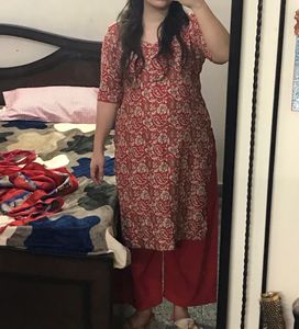 Red Kurta Set With Dupatta