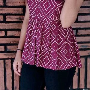 Maroon Printed Top