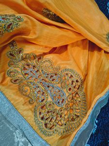 Beautiful Yellow Stone Saree