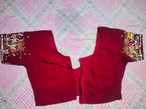 Elegant Red Embroidered Saree with heavy stones