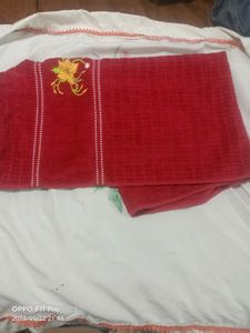 Red Bath Towel Big Size Not Used