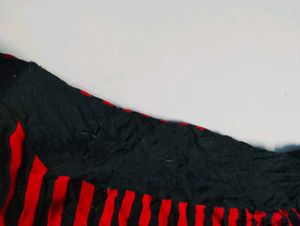 Red and Black Top With Cowl Neck