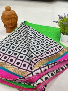 Festive Printed raw silk