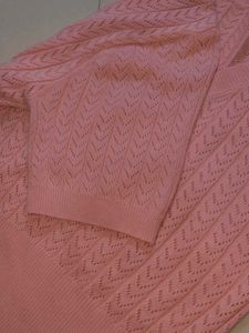 Pink Knit V-Neck Top / thrift