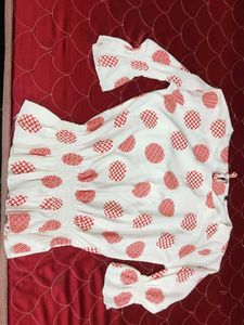 White & Red Patterned Top