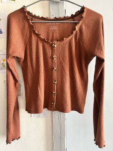 waffle knit crop top 🤎