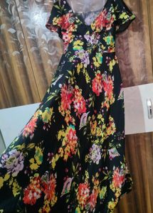 Black Floral Print Gown