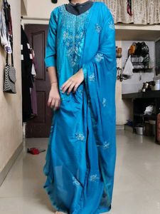 Blue Embroidered Kurta Set