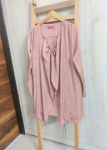 Blush Tie-Front shrug Free size