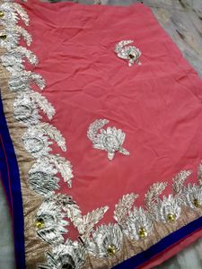 Cute Pink Georgette Saree 💕