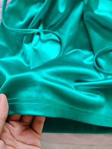 Green Satin Tie Mini Dress