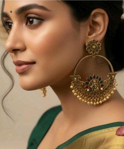 Elegant Golden Hoop chandbali Earrings
