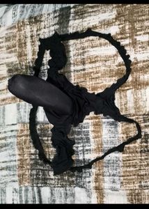 Black Ruffle Trim Thong