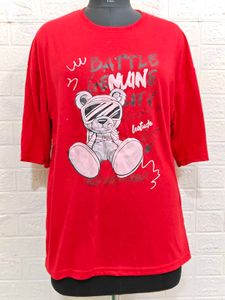 Red Graphic Bear oversized Tee