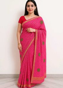 Pink Bandhani Saree