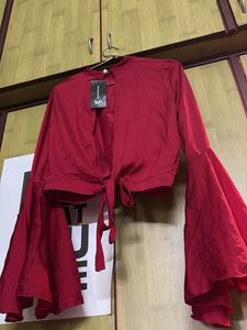 Red Bell Sleeve Tie Top